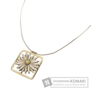 Tiffany Co Flower Motif Necklace Silver Yellow Gold